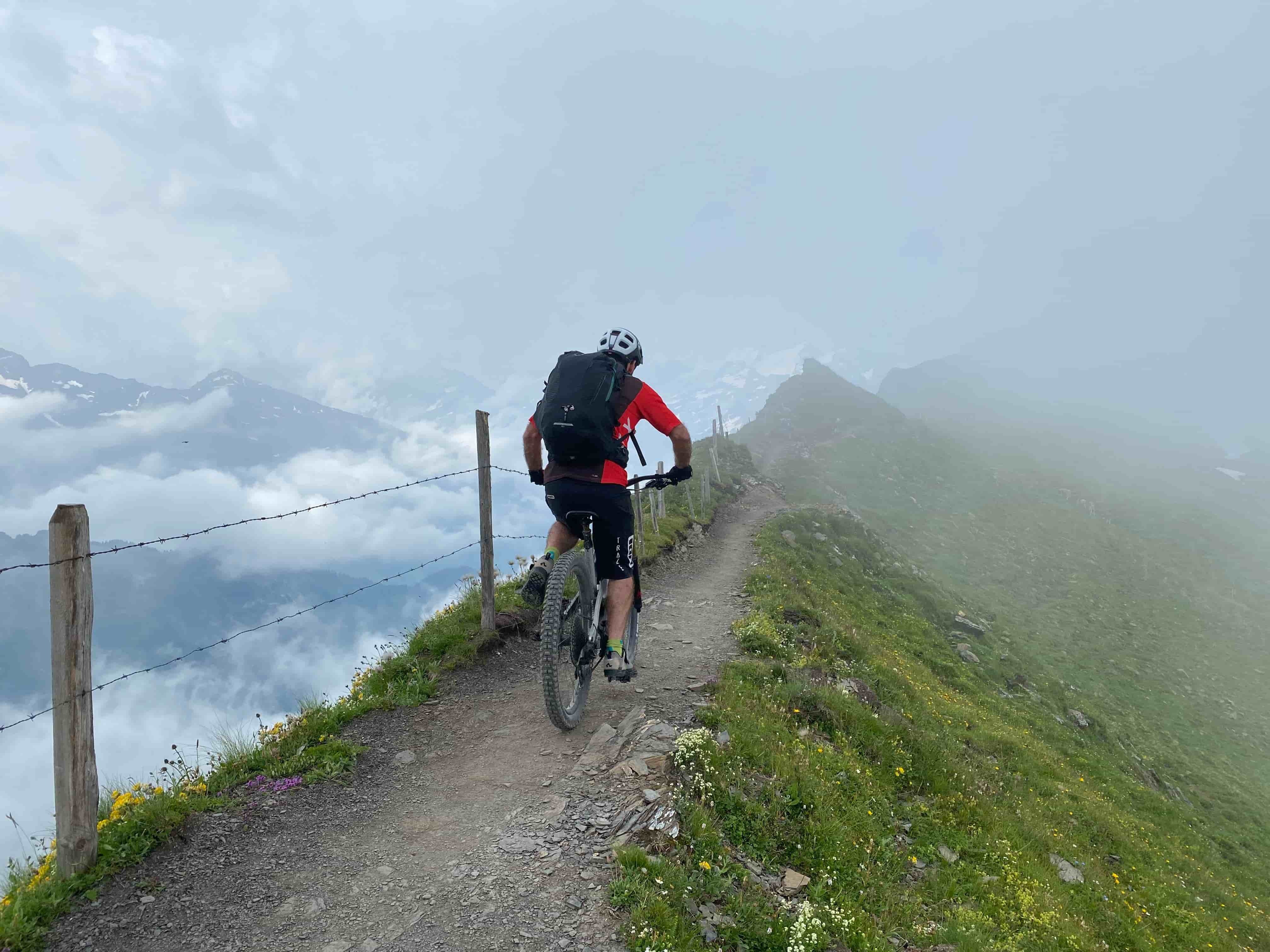 man mountain biking